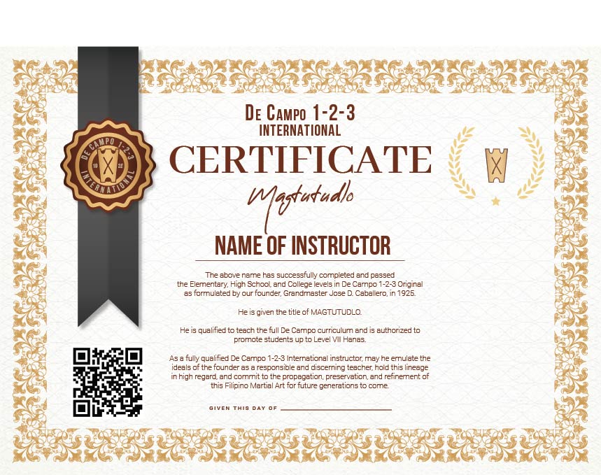 Official De Campo International Certificate Template 2025